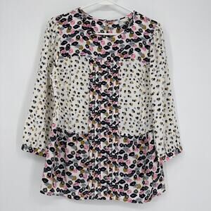 Boden Blouse Womens 6 Preppy Hopscotch Pintuck Floral Top Shirt Feminine Summer